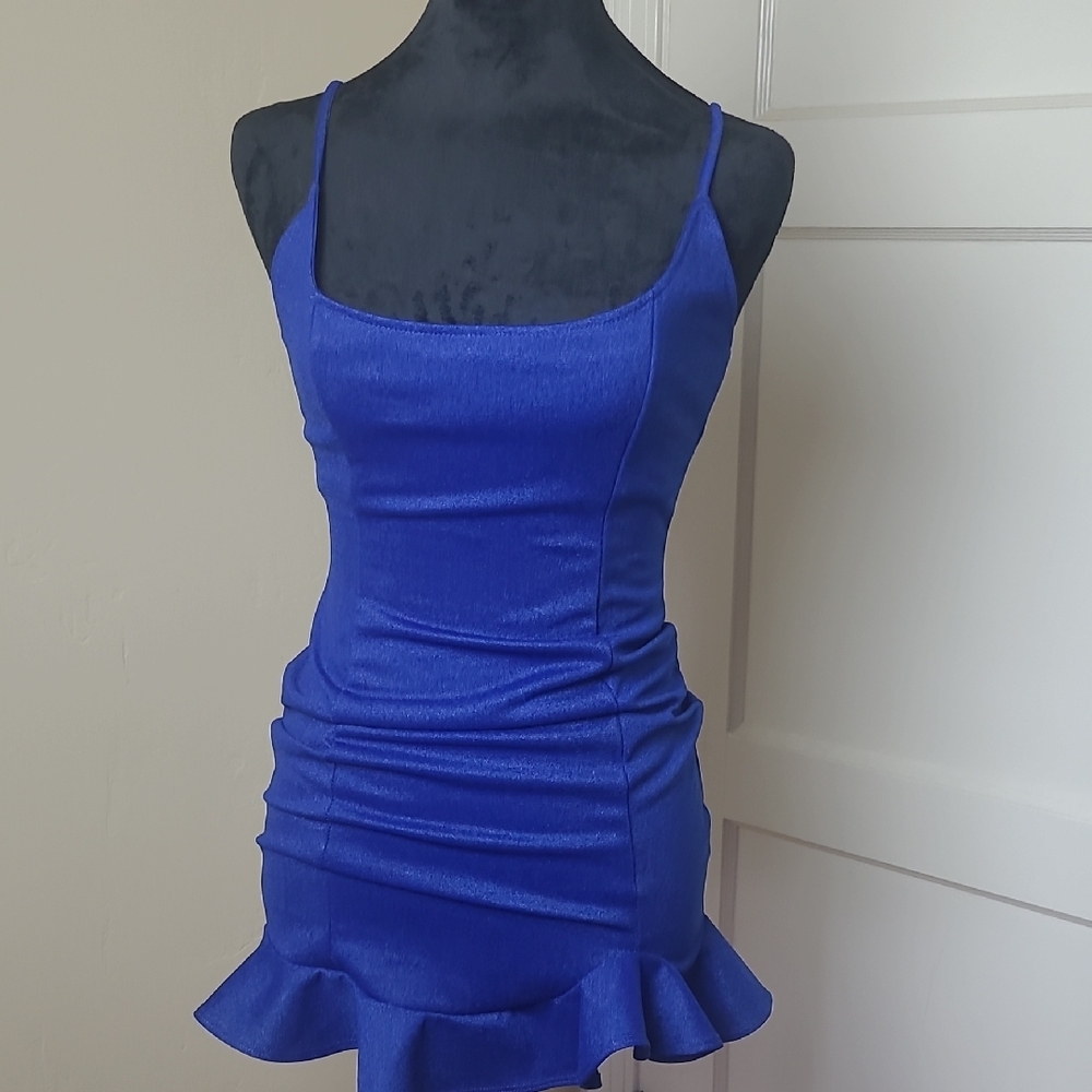 Lucy in the Sky Blue Ruched Bodycon Mini Dress